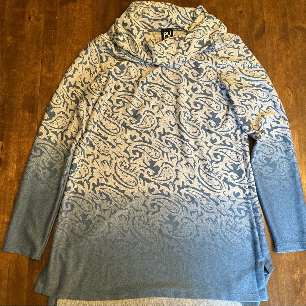 Pure Essence Size M Cowl Neck Sweater Tunic Blue Ombre Cozy Winter‎ Canada 💙